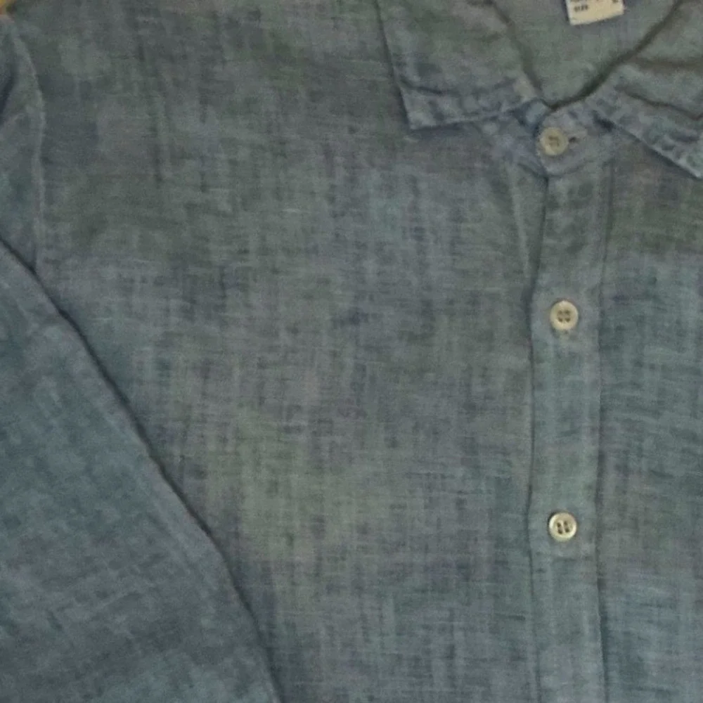 Esthhr Greece Linen Button Down Shirt  Large Blue Long Sleeve Made in Greece